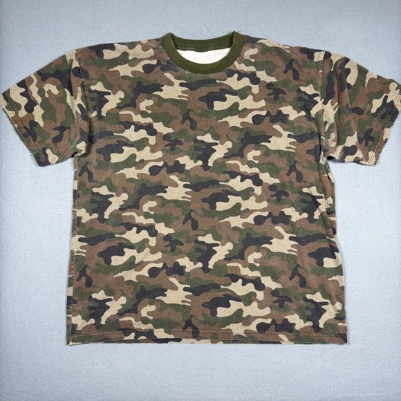 Unbranded Other - Camo T-Shirt Men XL Green Woodland Camouflage Short Sleeve Military Tactical Tee